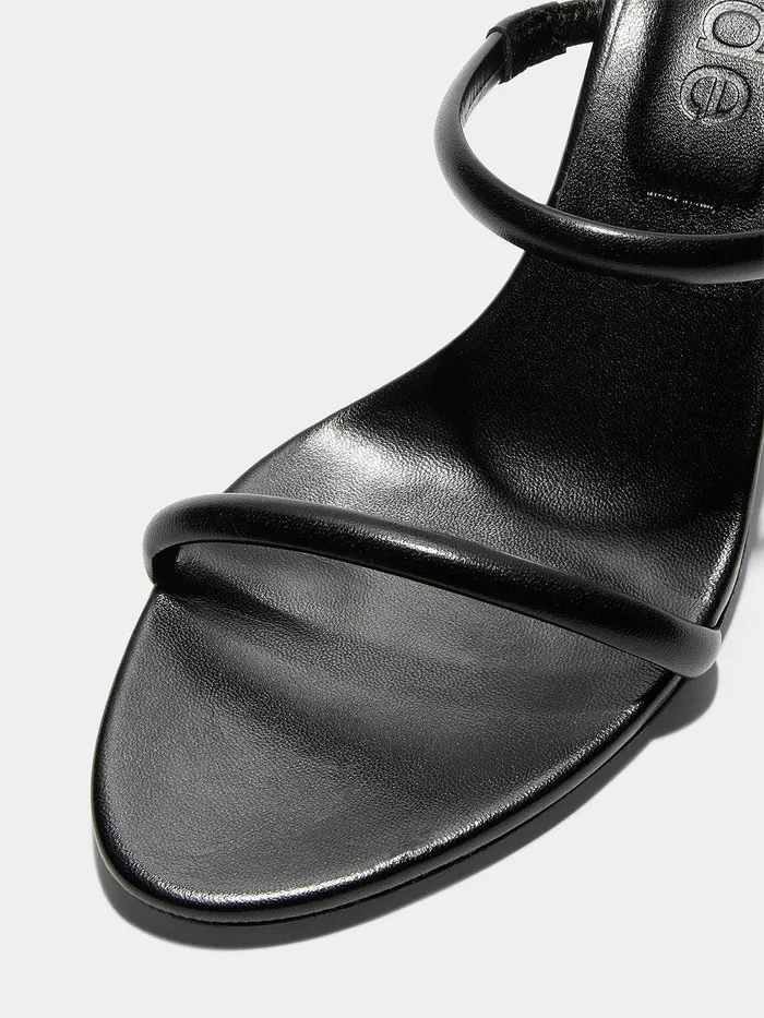 Women Aeyde ANNI Black Leather Heeled Slide Aeyde Heeled Sandals