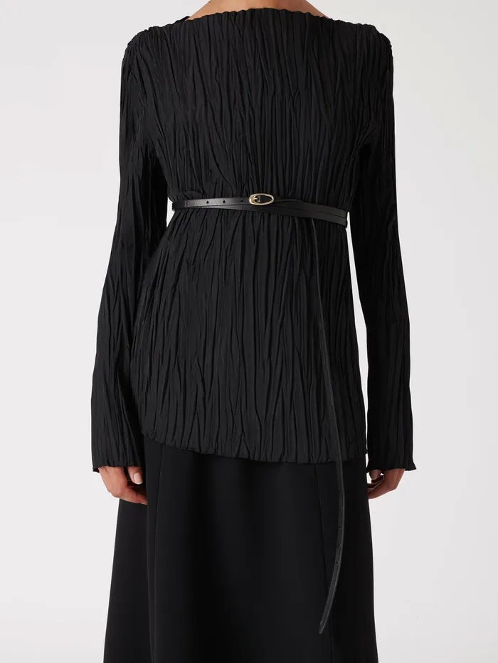 Women Aeyde ELLIE BlackGold Leather Belt Aeyde Belts