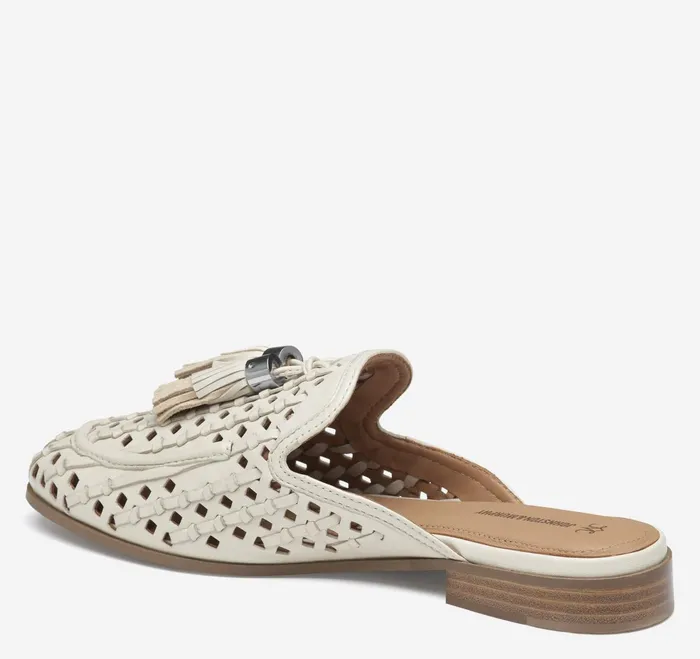 Women Ali Woven Tassel Mule Bone Glove Leather JohnstonandMurphy Mules and Loafers Women Ali Woven Tassel Mule Bone Glove Leather JohnstonandMurphy Mules and Loafers