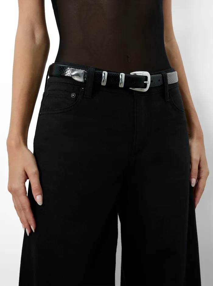 Women Alice Olivia Hayden Buckle Belt Blacksilver