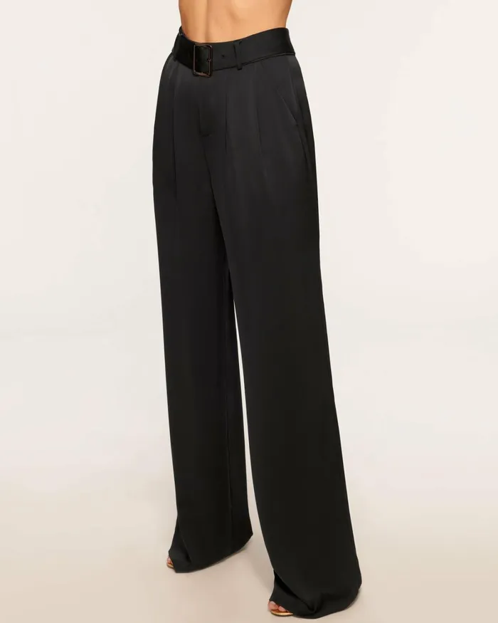 Women Amaya Wide Leg Belted Trouser Black Ramy Brook Pants