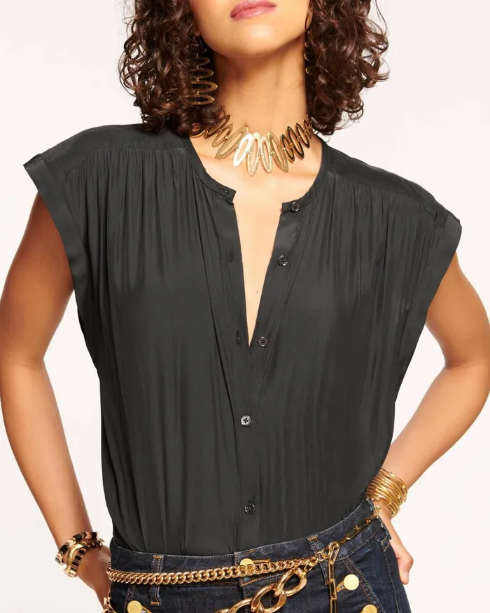 Women Amelia Button Down Top Black Ramy Brook Tops Women Amelia Button Down Top Black Ramy Brook Tops