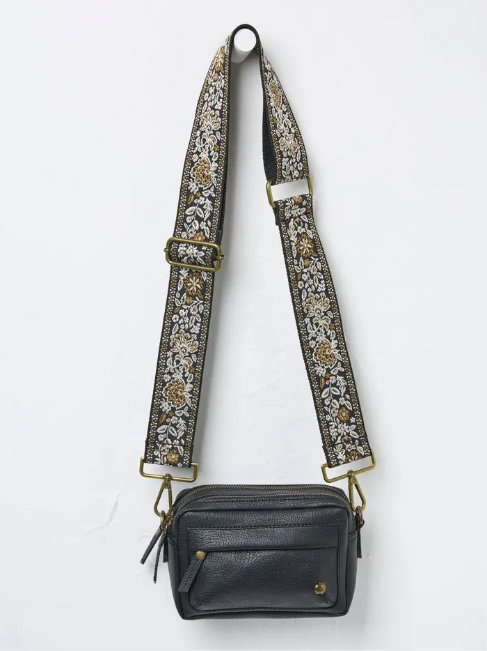 Women Bags and Purses Fat Face Black Ornate Bag Strap