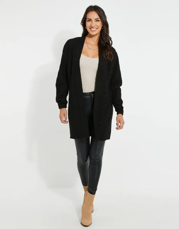 Women Black Cable Knit Cardigan Threadbare Cardigans Women Black Cable Knit Cardigan Threadbare Cardigans