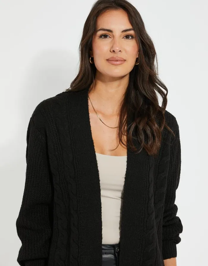 Women Black Cable Knit Cardigan Threadbare Cardigans Women Black Cable Knit Cardigan Threadbare Cardigans