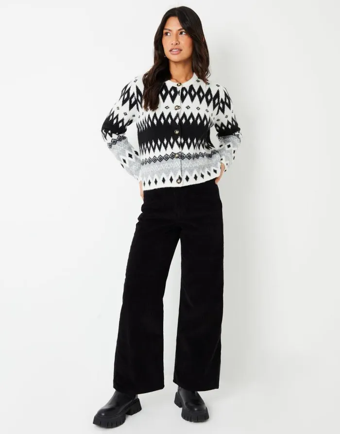 Women Black Fairisle Knitted Button Up Cardigan Threadbare Cardigans Women Black Fairisle Knitted Button Up Cardigan Threadbare Cardigans