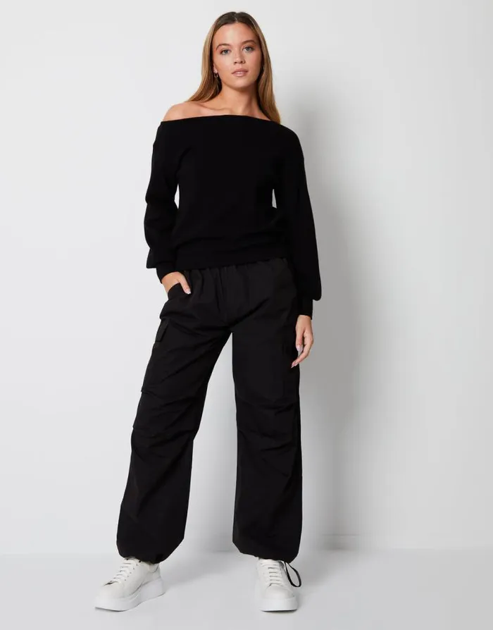 Women Black Soft Slash Neck Jumper Threadbare Jumpers Women Black Soft Slash Neck Jumper Threadbare Jumpers