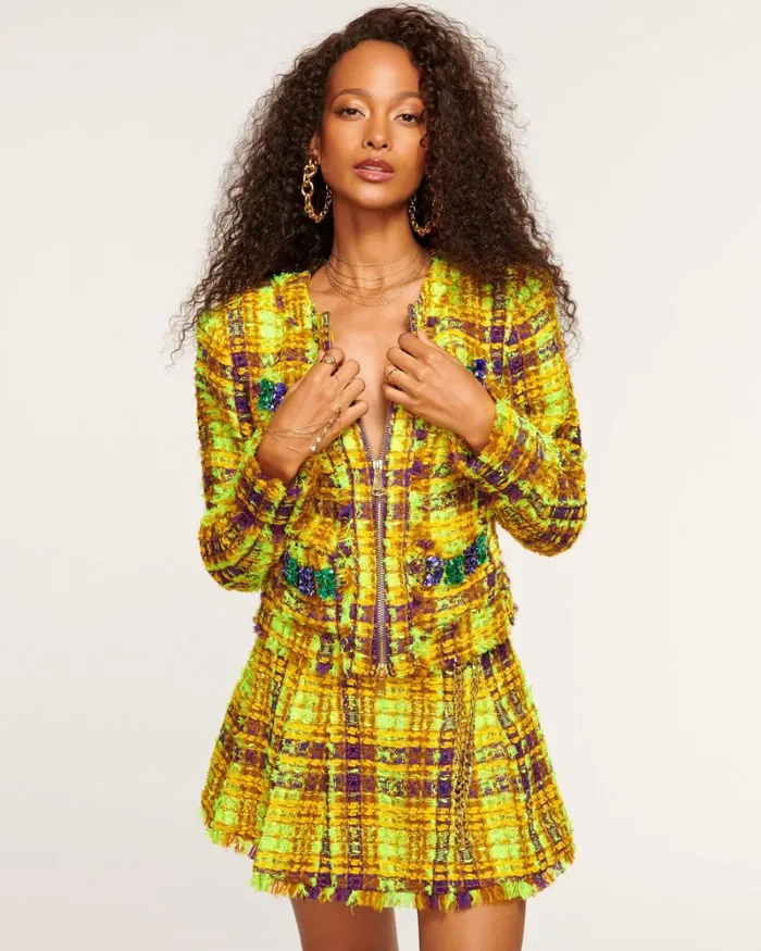 Women Blakely Tweed Jacket Marigold Tweed Ramy Brook Jackets Women Blakely Tweed Jacket Marigold Tweed Ramy Brook Jackets