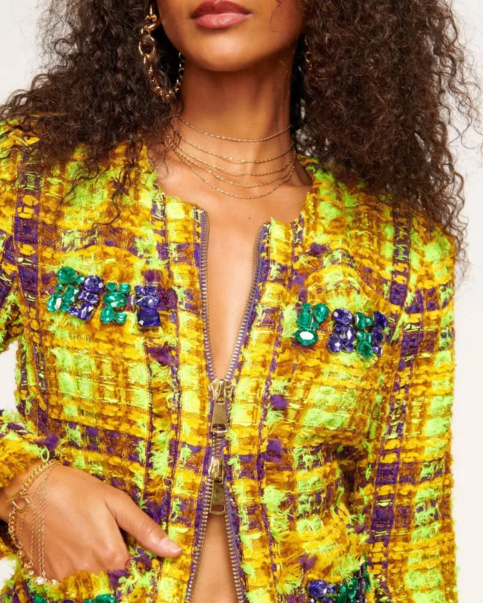 Women Blakely Tweed Jacket Marigold Tweed Ramy Brook Jackets Women Blakely Tweed Jacket Marigold Tweed Ramy Brook Jackets