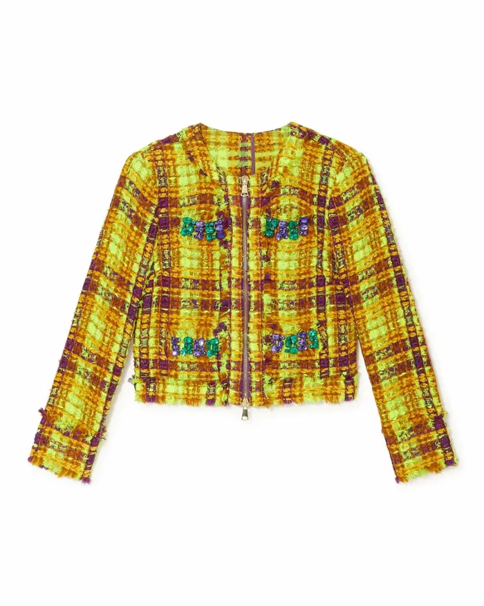 Women Blakely Tweed Jacket Marigold Tweed Ramy Brook Jackets Women Blakely Tweed Jacket Marigold Tweed Ramy Brook Jackets