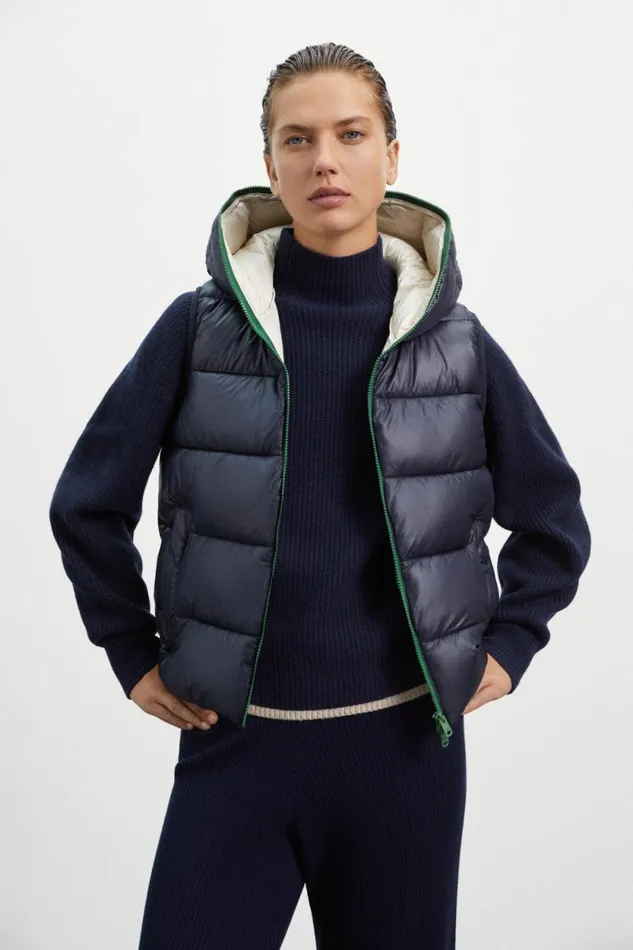 Women Blue Monkai Vest Ecoalf Coats And Jackets