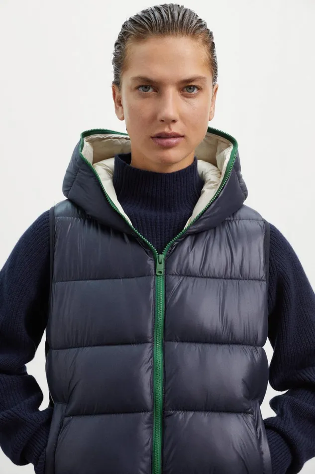 Women Blue Monkai Vest Ecoalf Coats And Jackets