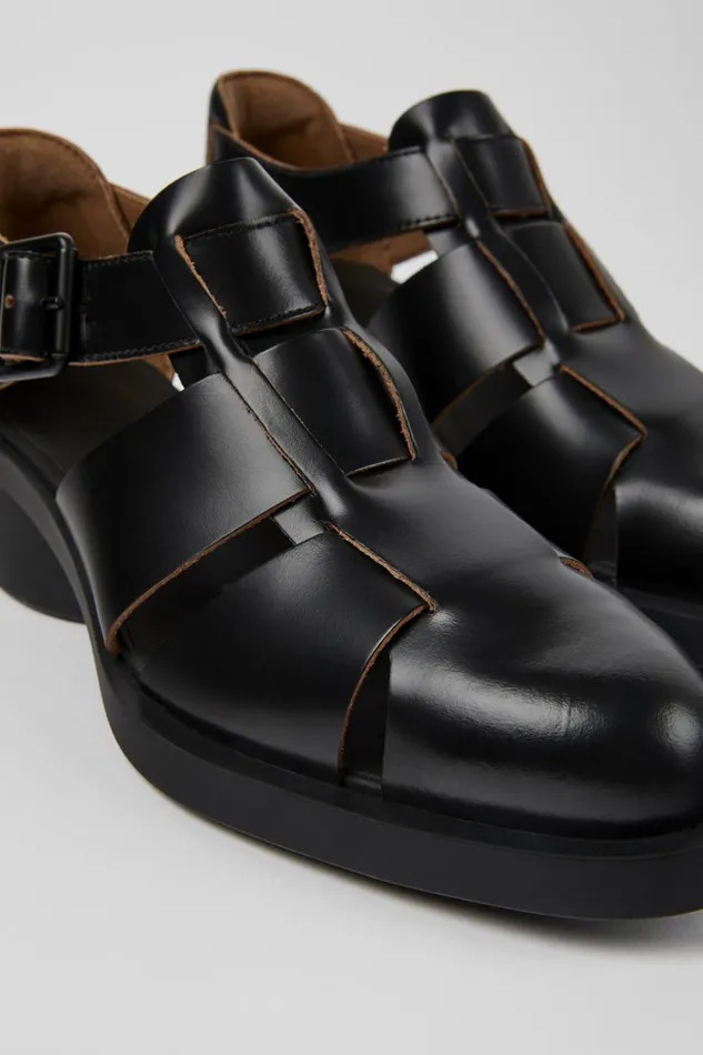 Women Bonnie Black Leather Sandal Camper Formal Shoes