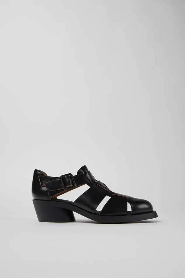 Women Bonnie Black Leather Sandal Camper Formal Shoes Women Bonnie Black Leather Sandal Camper Formal Shoes