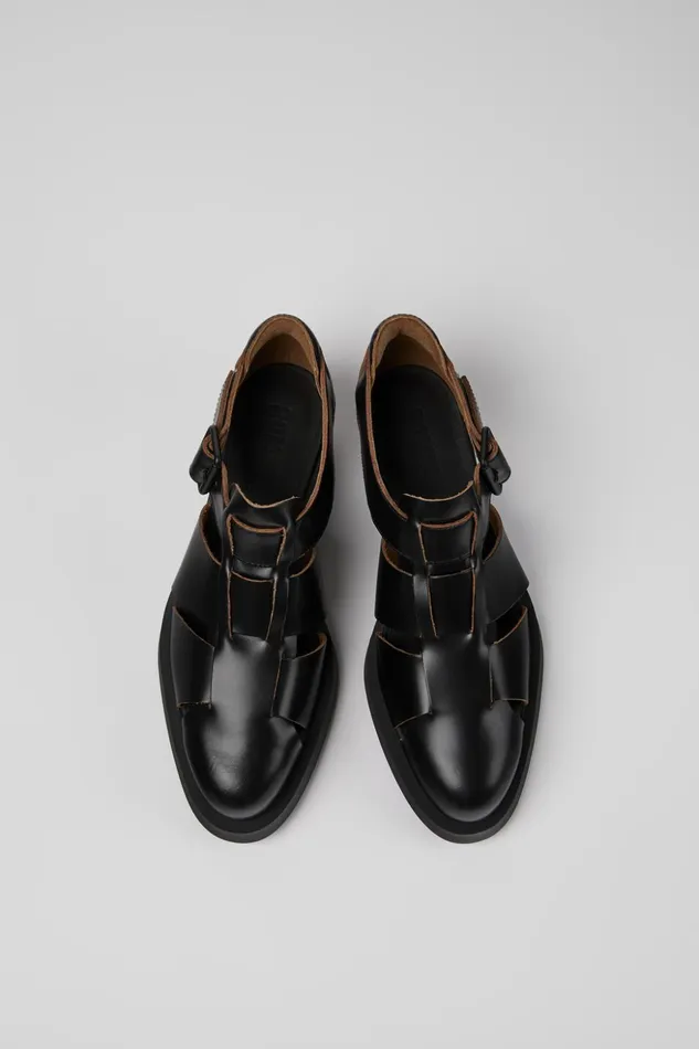 Women Bonnie Black Leather Sandal Camper Formal Shoes Women Bonnie Black Leather Sandal Camper Formal Shoes