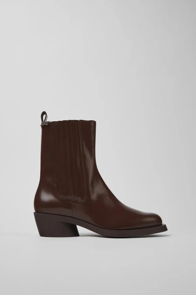 Women Bonnie Burgundy Leather Boots Camper Ankle Boots Women Bonnie Burgundy Leather Boots Camper Ankle Boots