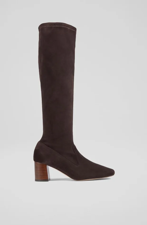 Women Boots LKBennett Davina Chocolate Stretch Suede KneeHigh Boots Chocolate Women Boots LKBennett Davina Chocolate Stretch Suede KneeHigh Boots Chocolate