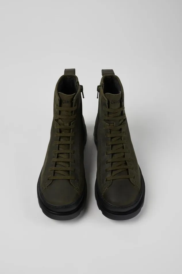 Women Brutus Green Laceup Boots Camper Ankle Boots Women Brutus Green Laceup Boots Camper Ankle Boots