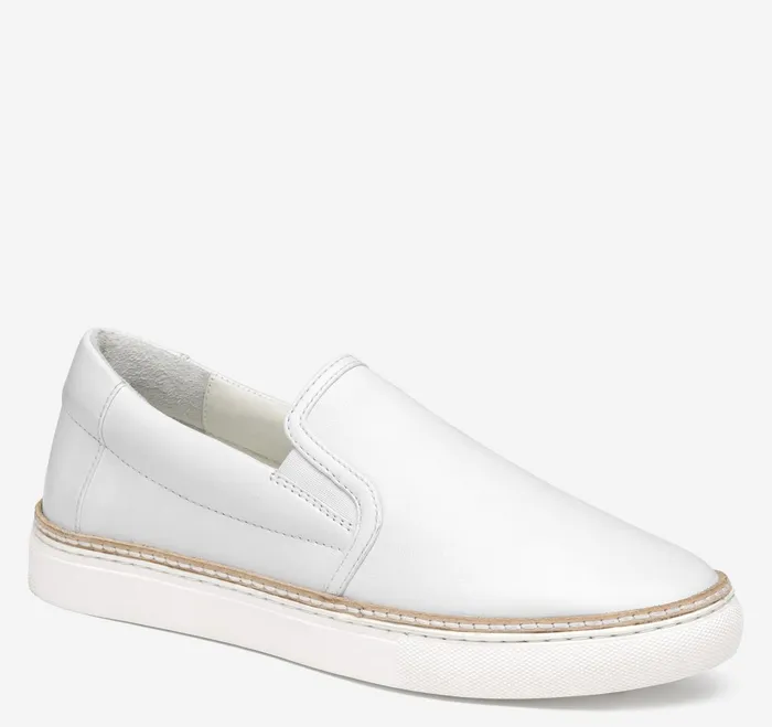 Women Callie DoubleGore SlipOn White Glove Leather JohnstonandMurphy Mules and Loafers
