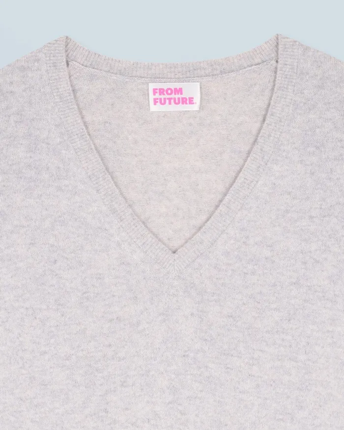 Women Cashmere Sweaters From Future Basic VNeck Sweater Light Heather Gray