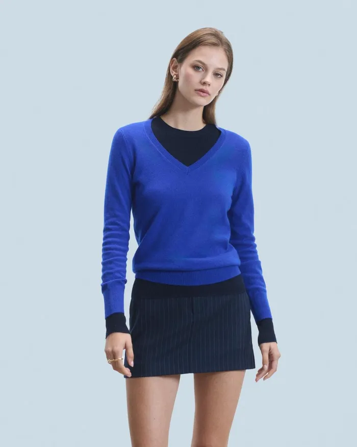 Women Cashmere Sweaters From Future Basic VNeck Sweater Light Heather Gray
