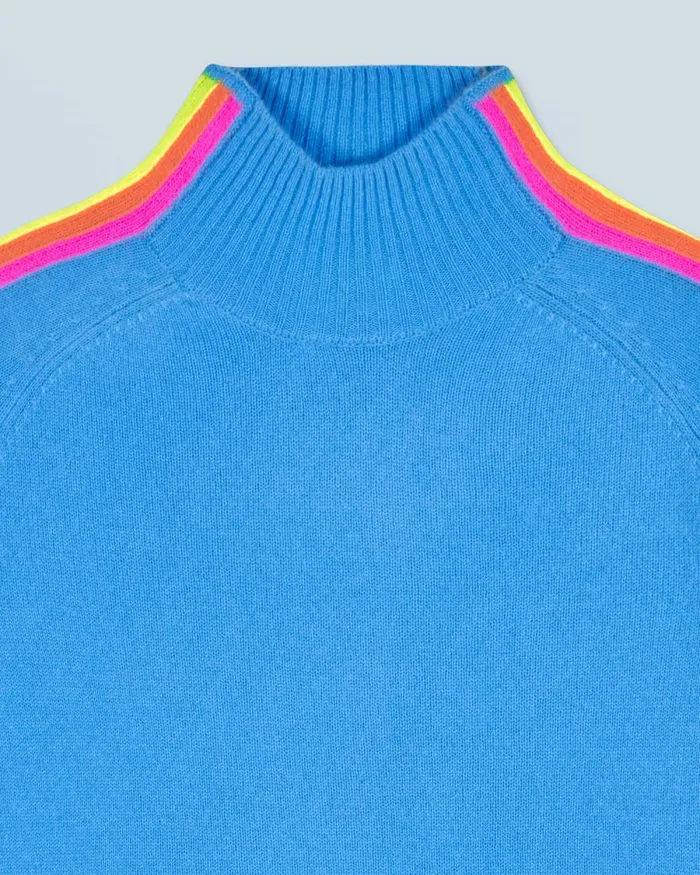 Women Cashmere Sweaters From Future Mock Neck Sweater With Multico Light Sleeves Dreamy Blue