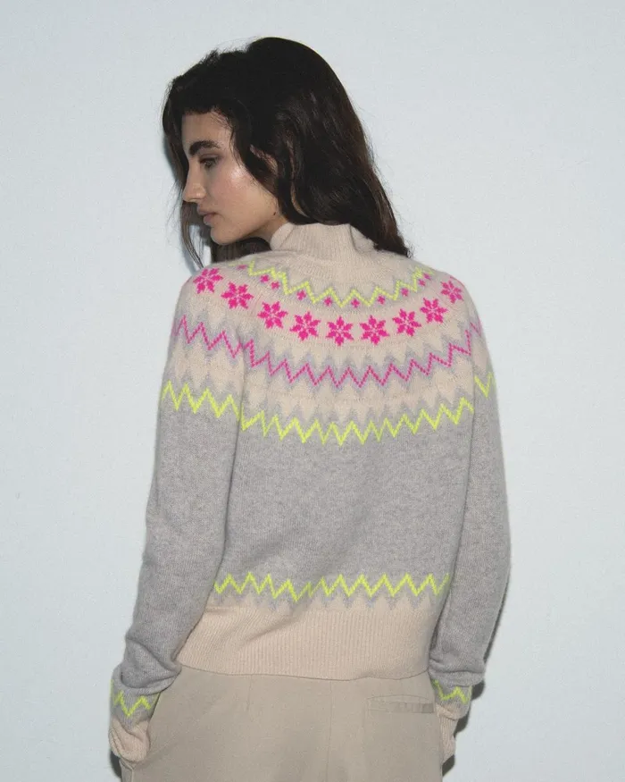 Women Cashmere Sweaters From Future Norwegian Mock Neck Sweater Light Heather Gray