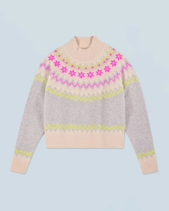 Women Cashmere Sweaters From Future Norwegian Mock Neck Sweater Light Heather Gray