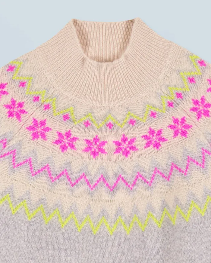 Women Cashmere Sweaters From Future Norwegian Mock Neck Sweater Light Heather Gray