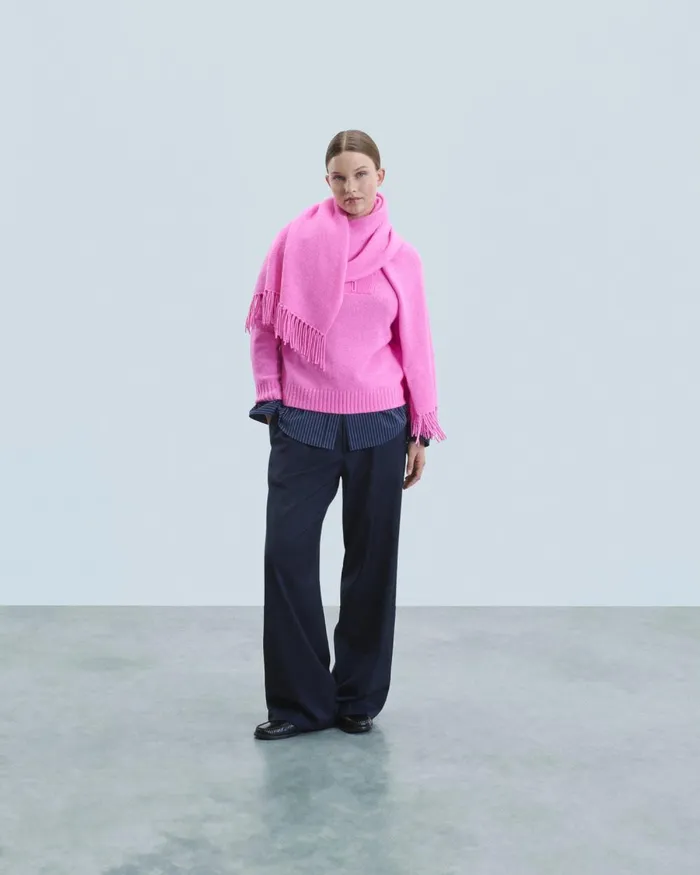 Women Cashmere Sweaters From Future Thick Quarter Zip Sweater Pink