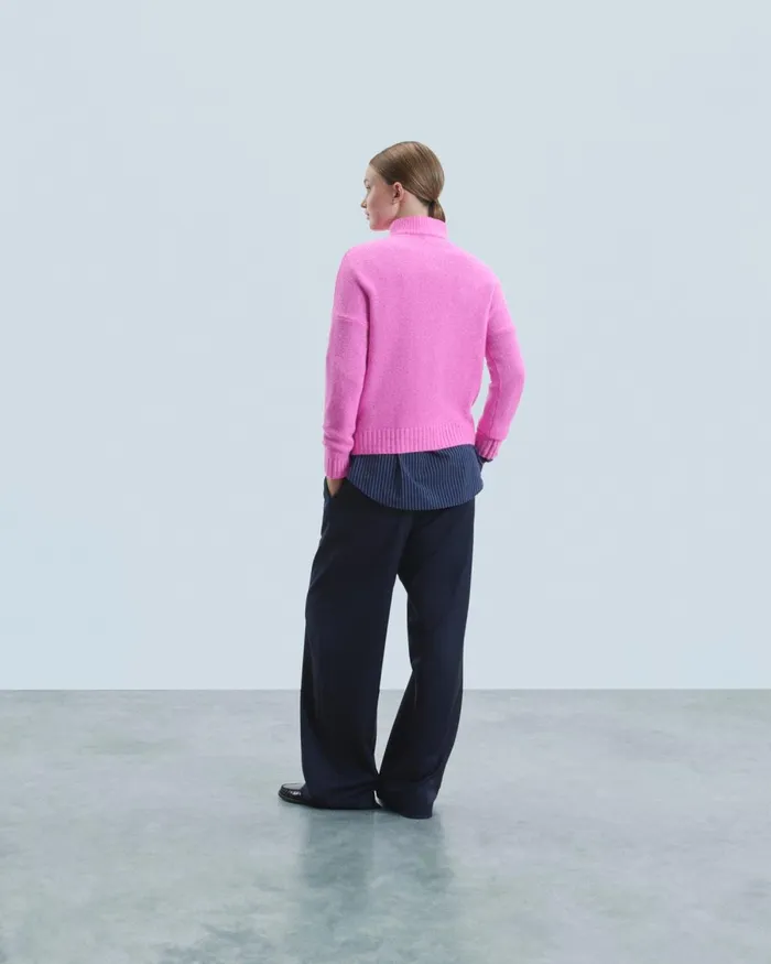 Women Cashmere Sweaters From Future Thick Quarter Zip Sweater Pink