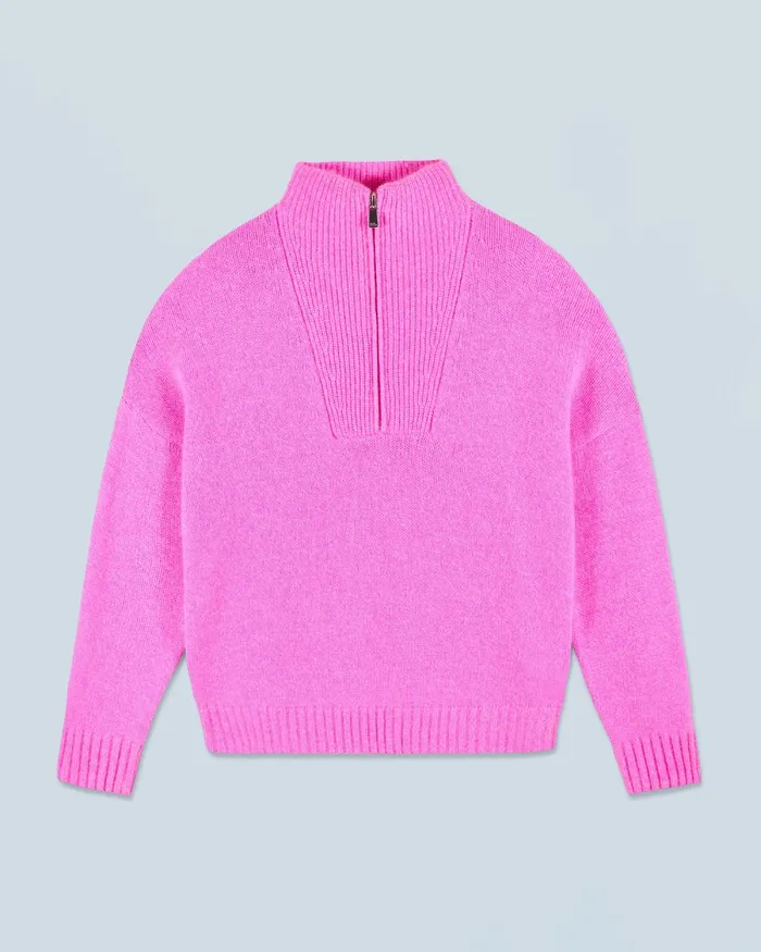 Women Cashmere Sweaters From Future Thick Quarter Zip Sweater Pink