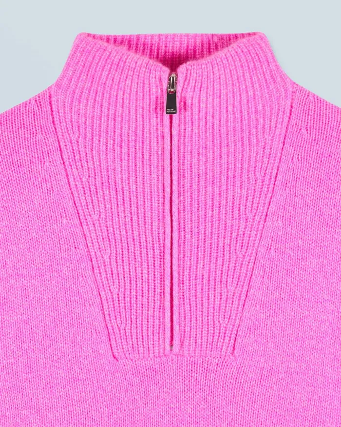 Women Cashmere Sweaters From Future Thick Quarter Zip Sweater Pink