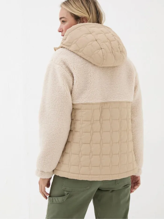 Women Coats and Jackets Fat Face Honey Natural Fleece Quilted Jacket