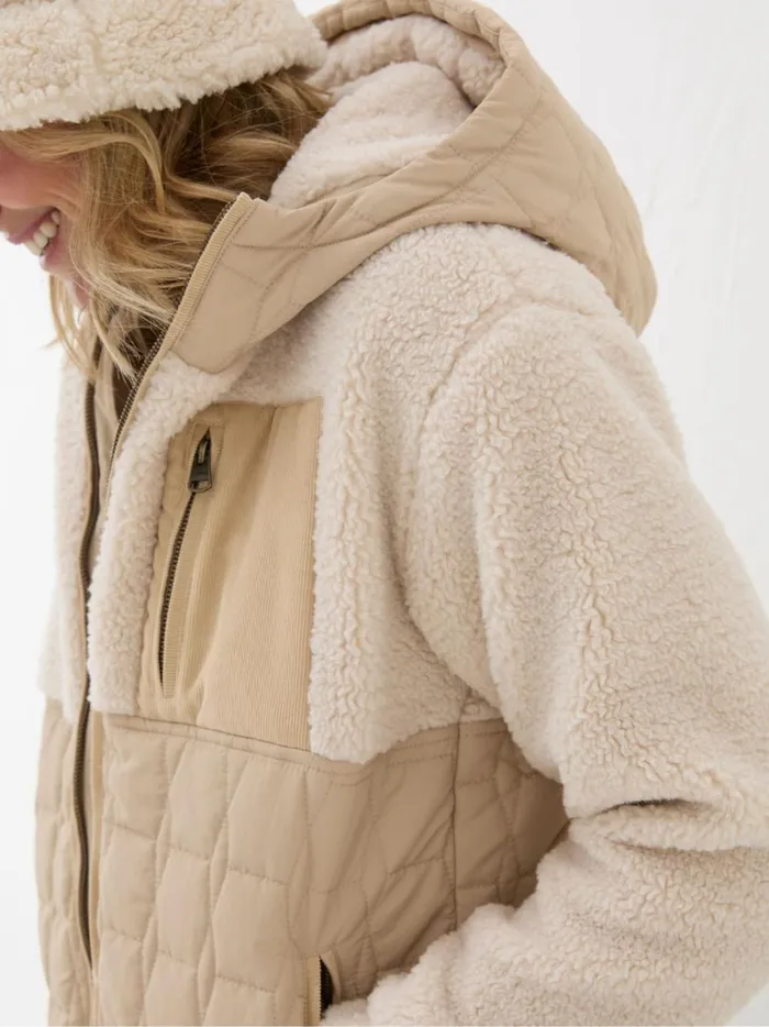 Women Coats and Jackets Fat Face Honey Natural Fleece Quilted Jacket
