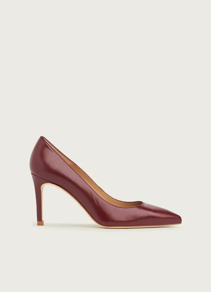 Women Court Shoes LKBennett Floret Dark Red Nappa Leather Pointed Toe Courts Red