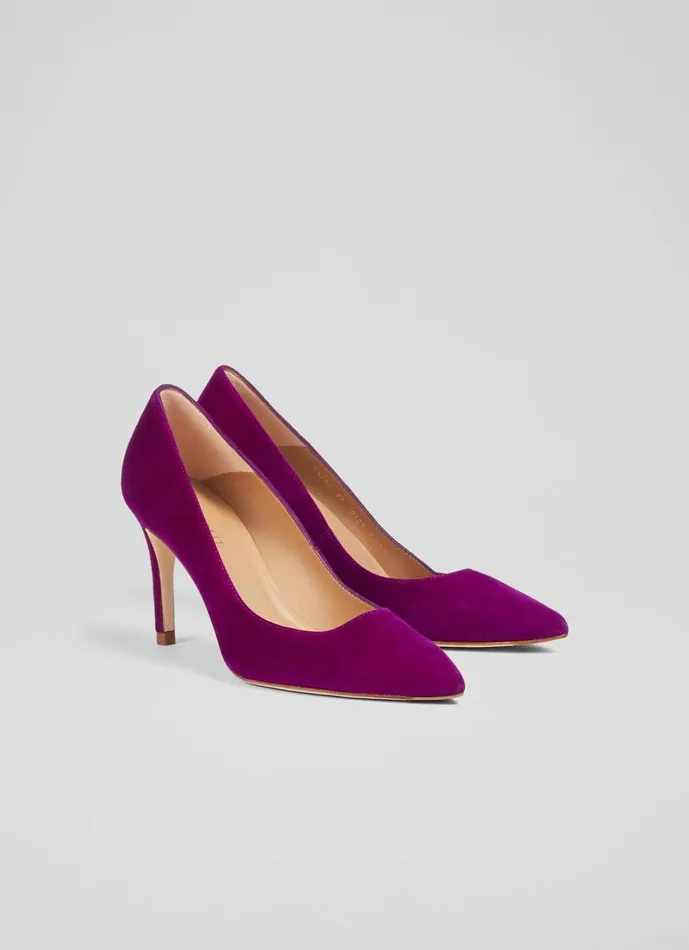 Women Court Shoes LKBennett Floret Magenta Suede Pointed Toe Courts Purple Women Court Shoes LKBennett Floret Magenta Suede Pointed Toe Courts Purple