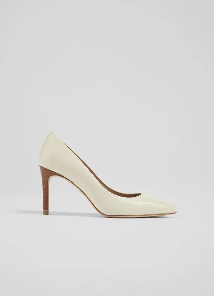 Women Court Shoes LKBennett Floret White Leather Pointed Toe Courts White