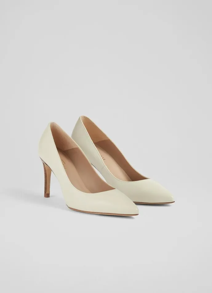 Women Court Shoes LKBennett Floret White Leather Pointed Toe Courts White Women Court Shoes LKBennett Floret White Leather Pointed Toe Courts White