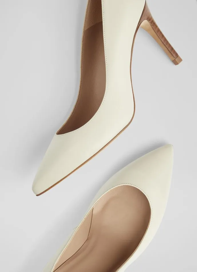 Women Court Shoes LKBennett Floret White Leather Pointed Toe Courts White Women Court Shoes LKBennett Floret White Leather Pointed Toe Courts White