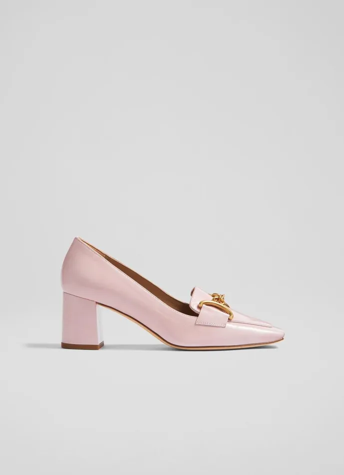 Women Court Shoes LKBennett Samantha Blossom Crinkled Patent Closed Courts Pink