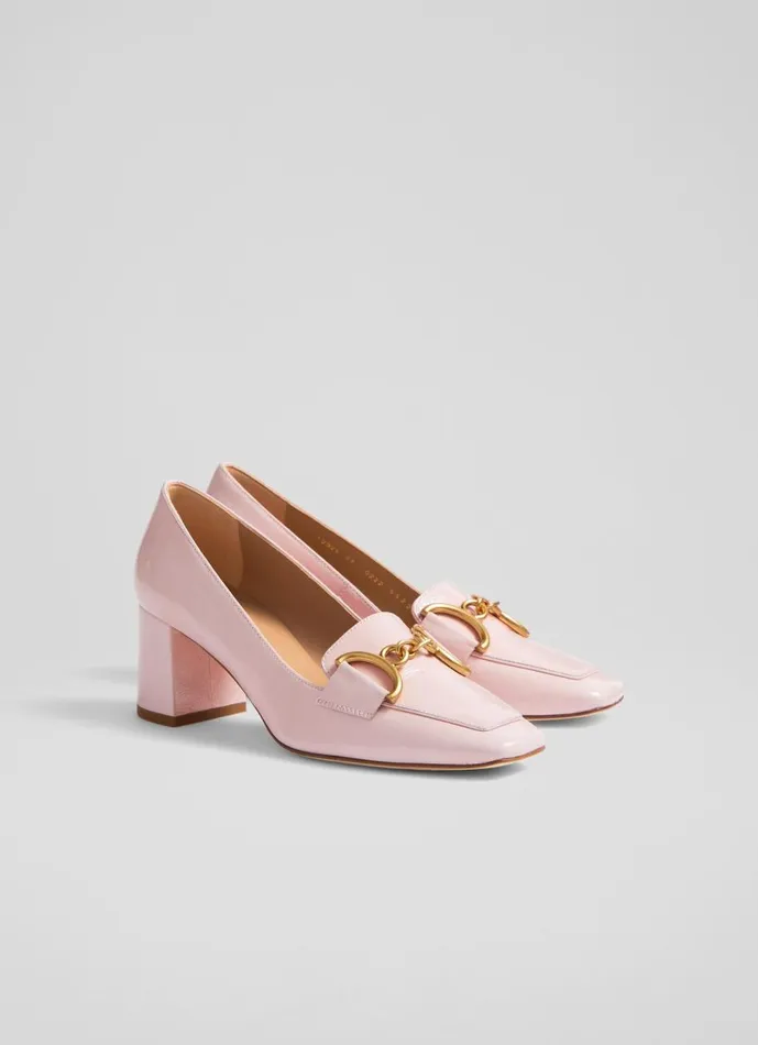 Women Court Shoes LKBennett Samantha Blossom Crinkled Patent Closed Courts Pink Women Court Shoes LKBennett Samantha Blossom Crinkled Patent Closed Courts Pink
