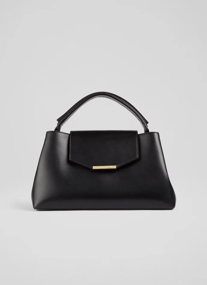 Women CrossBody Bags LKBennett Harbour Black Leather Trapeze Tote Bag Women CrossBody Bags LKBennett Harbour Black Leather Trapeze Tote Bag