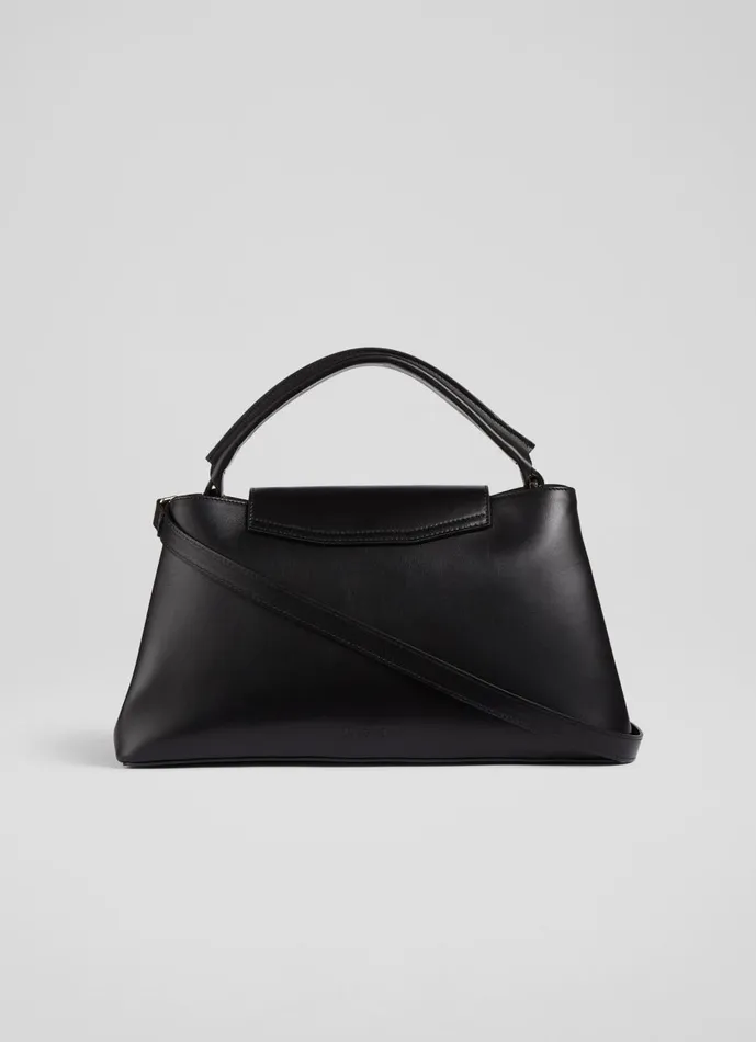Women CrossBody Bags LKBennett Harbour Black Leather Trapeze Tote Bag Women CrossBody Bags LKBennett Harbour Black Leather Trapeze Tote Bag