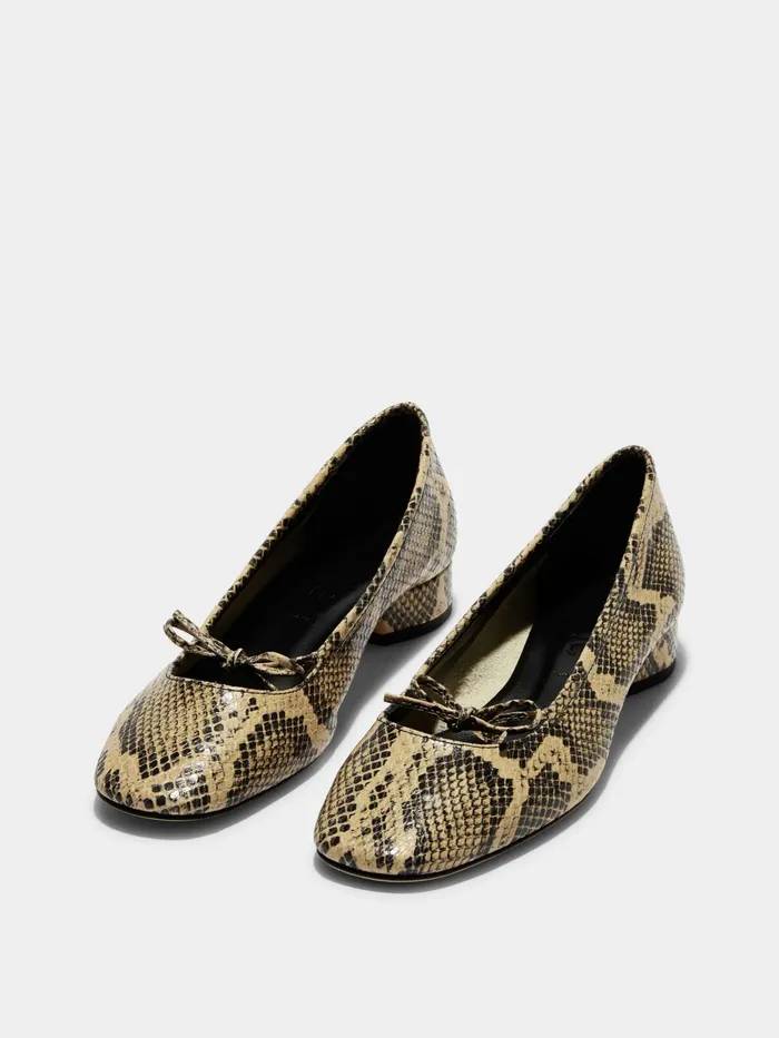 Women Darya SnakeEffect Leather Ballet Flats Aeyde Flats