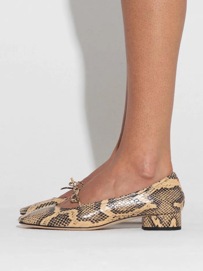 Women Darya SnakeEffect Leather Ballet Flats Aeyde Flats