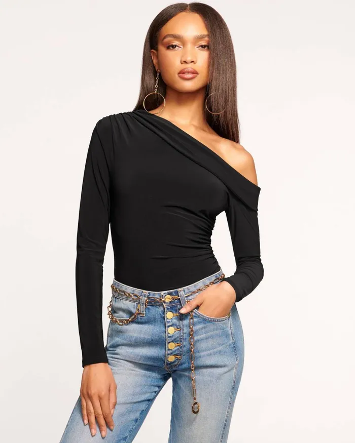 Women Dayana OffTheShoulder Bodysuit Black Ramy Brook Tops