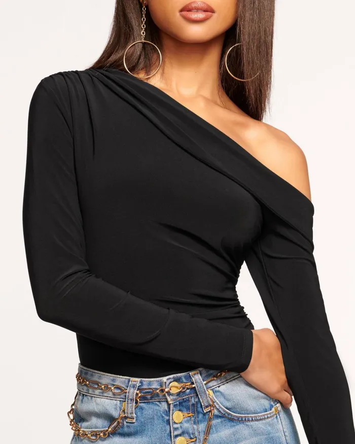 Women Dayana OffTheShoulder Bodysuit Black Ramy Brook Tops