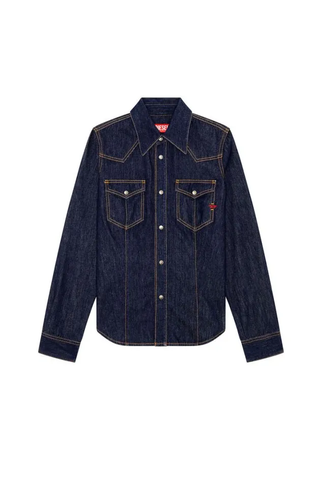 Women DeWaves Dark Blue Diesel Shirts Women DeWaves Dark Blue Diesel Shirts