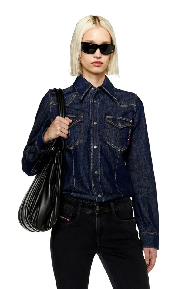 Women DeWaves Dark Blue Diesel Shirts Women DeWaves Dark Blue Diesel Shirts